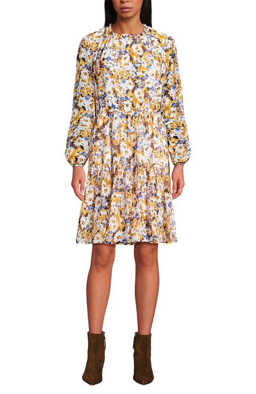 Lands' End Chiffon Above The Knee Adjustable Dress In Neutral