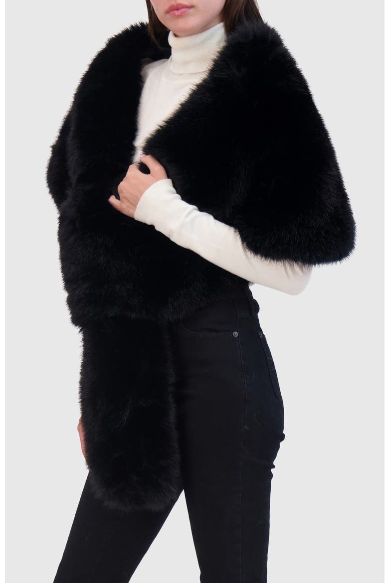 Fur-Free Fox (Faux Fur) Stole, Alternate, color, BLACK