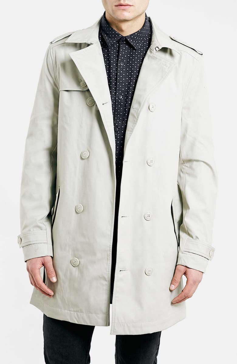 Topman Double Breasted Mac Jacket, Main, color,