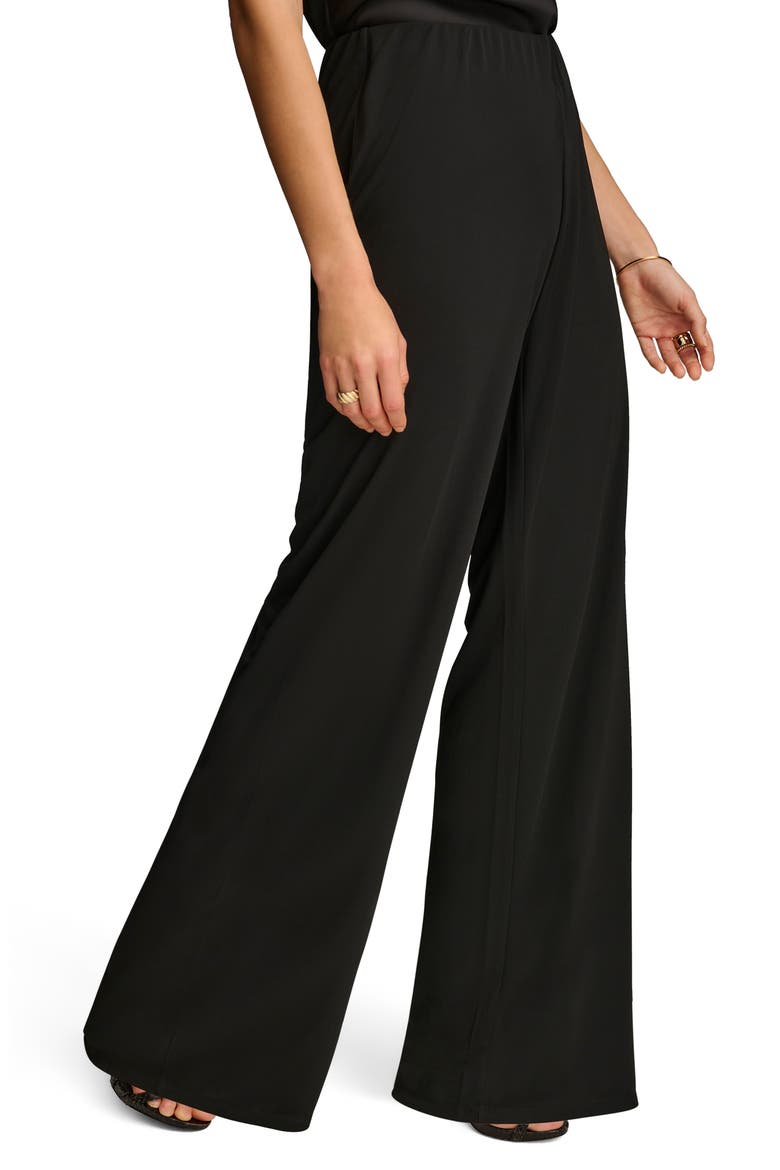 Flat Front Wide Leg Pants, Alternate, color, BLACK
