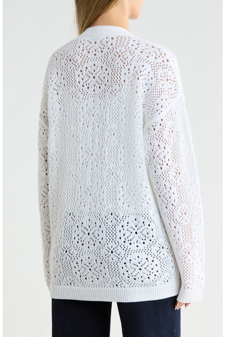 Beckham Open Front Openwork Cardigan, Alternate, color, WHITE