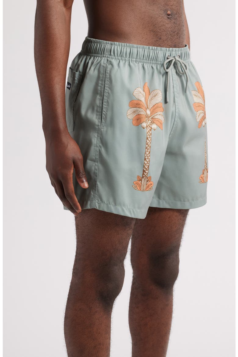 Printed Swim Trunks, Alternate, color, OLIVE