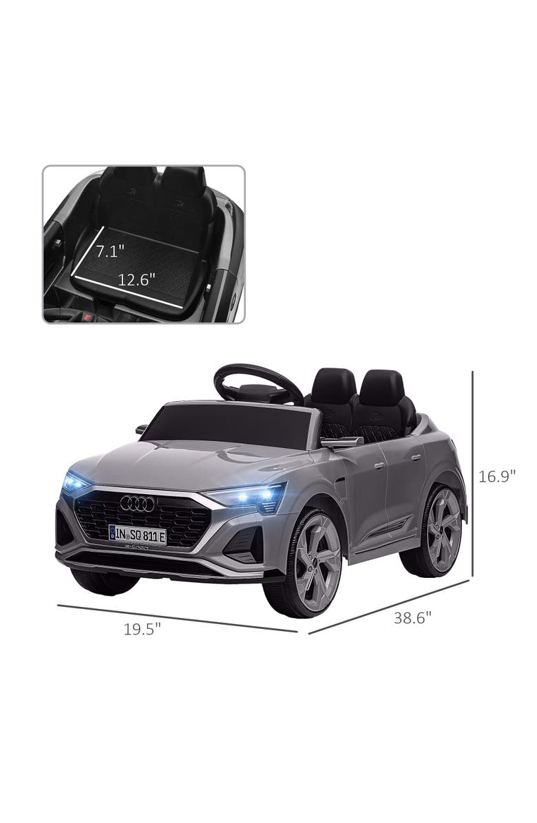 Qaba Audi Q8 e-tron Sportback 12V Kids Ride on Car with Remote, 4 Spring Suspension Wheels, Alternate, color, Gray