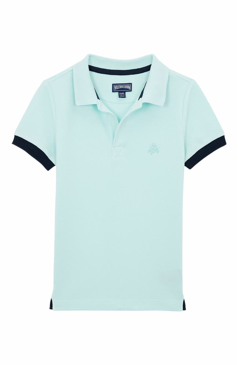 Vilebrequin Kids' Solid Cotton Polo, Main, color, Pacific