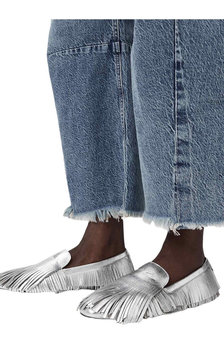 AllSaints Sandy Fringe Loafer, Alternate, color, Silver Shine