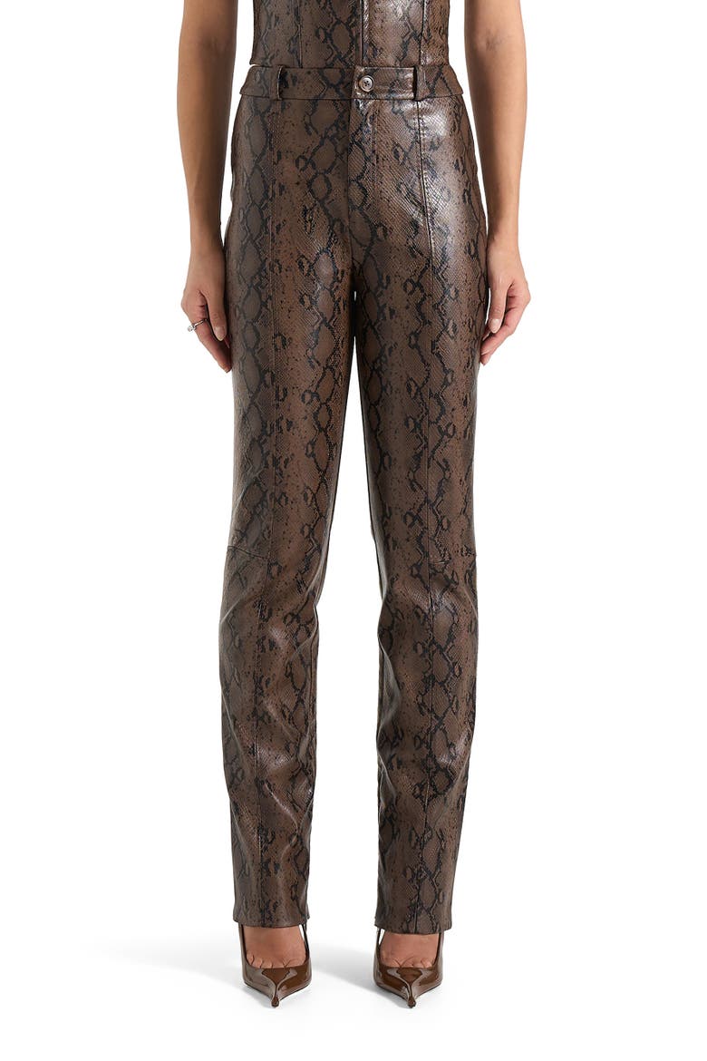 Lucia Python Straight Leg Trousers, Alternate, color, Brown