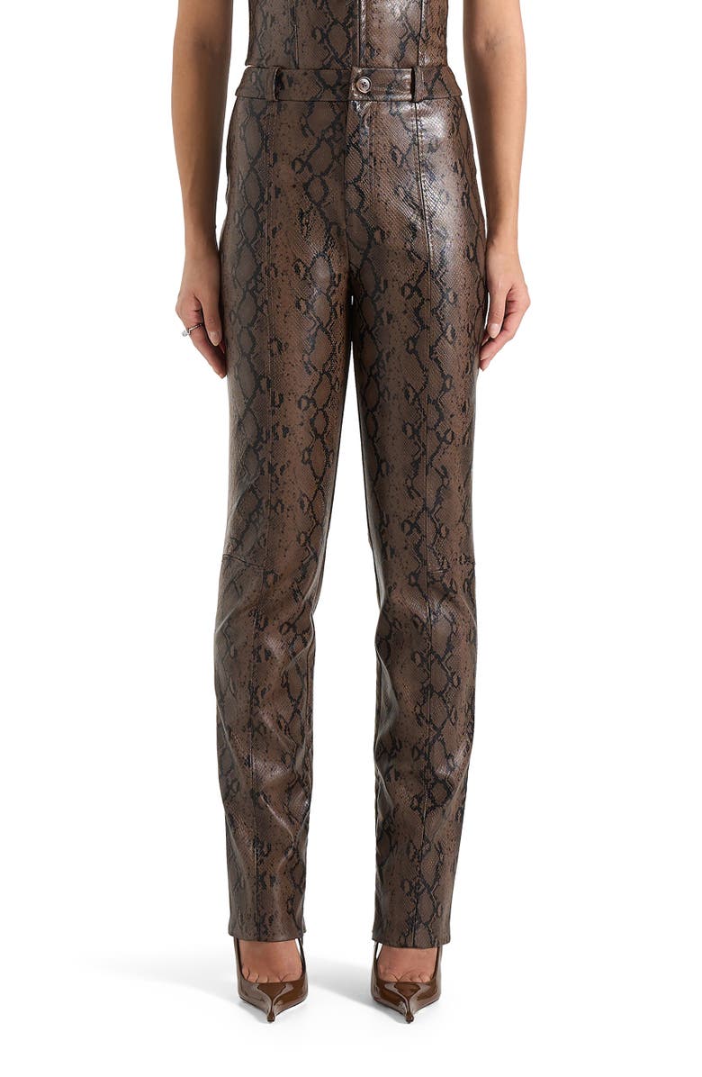 Manière De Voir Lucia Python Straight Leg Trousers, Alternate, color, Brown