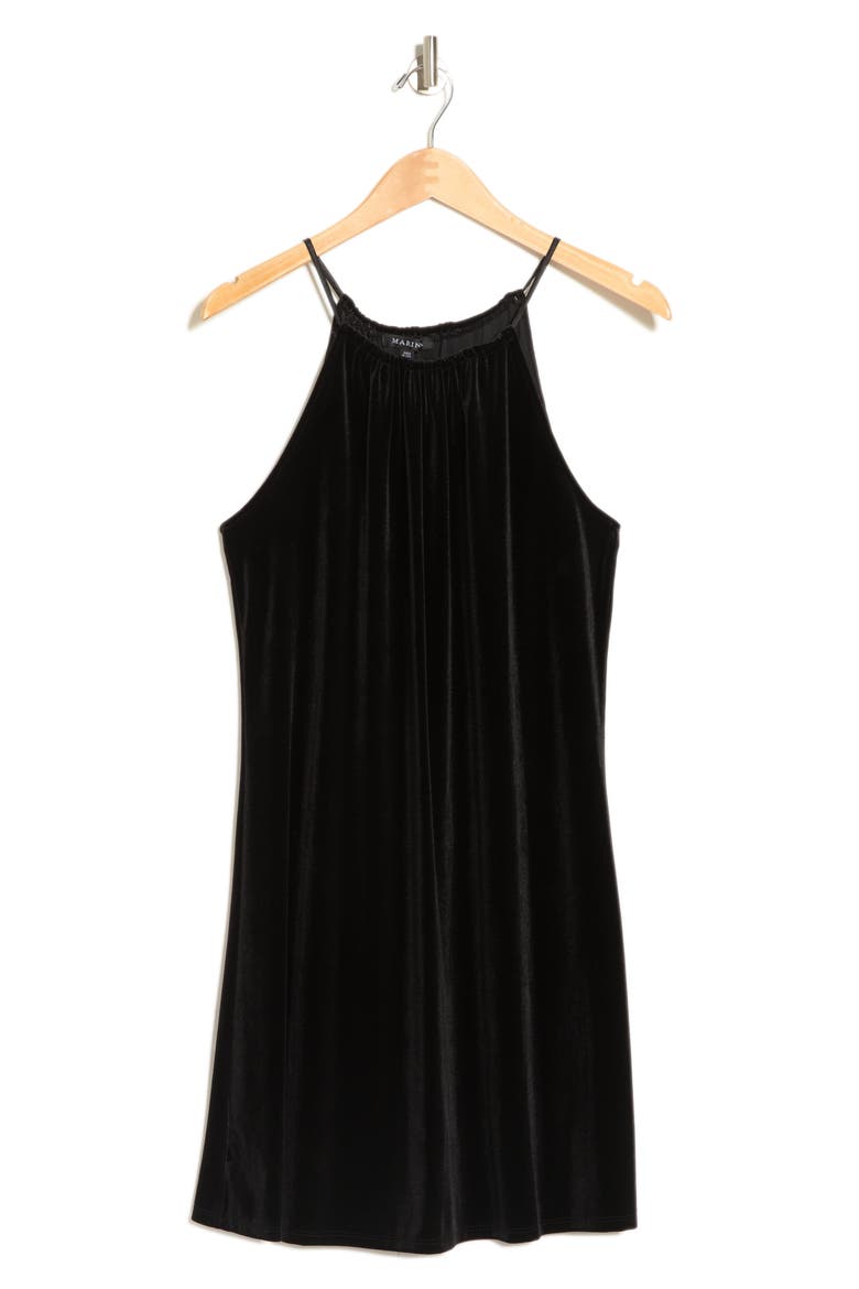 Halter Tie Velvet Dress, Alternate, color, BLACK