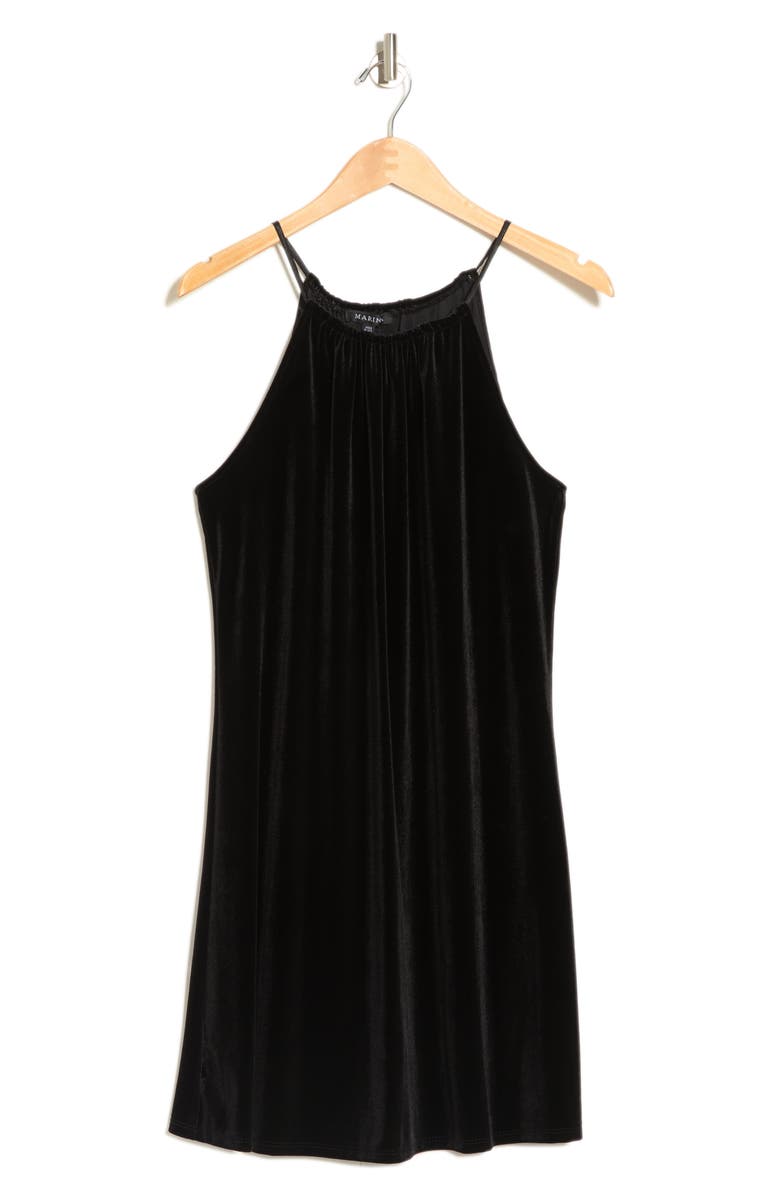 Marina Halter Tie Velvet Dress, Alternate, color, 