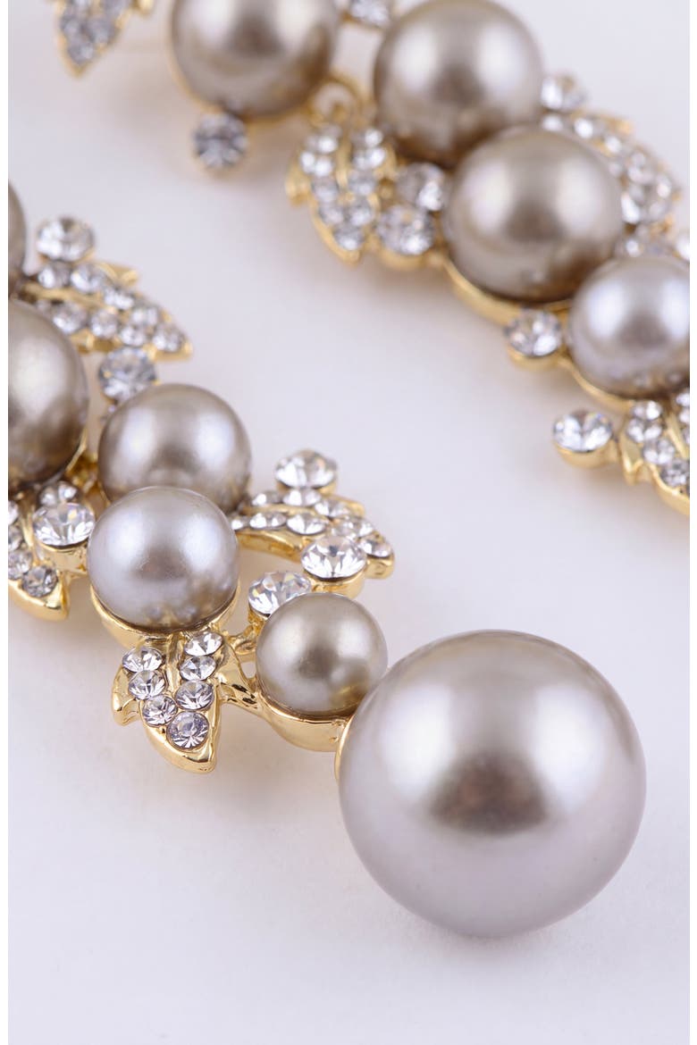 Elegant Pearl Crystal Drop Earrings, Alternate, color, Gold