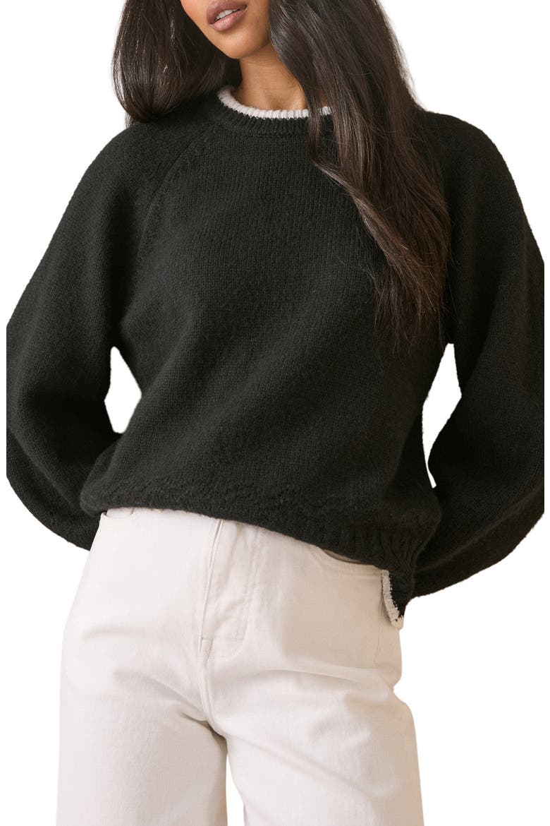 Bow Back Sweater, Main, color, BLACK