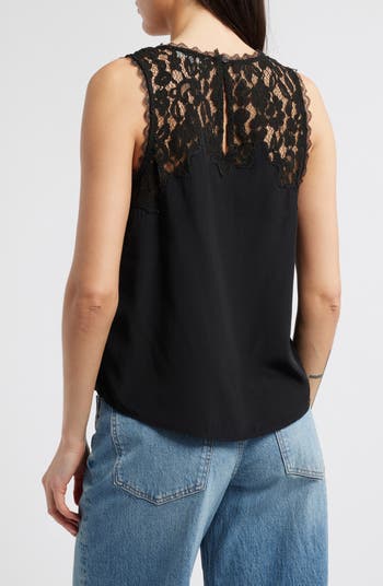 Wit & Wisdom Lace Yoke Sleeveless Top | Nordstrom