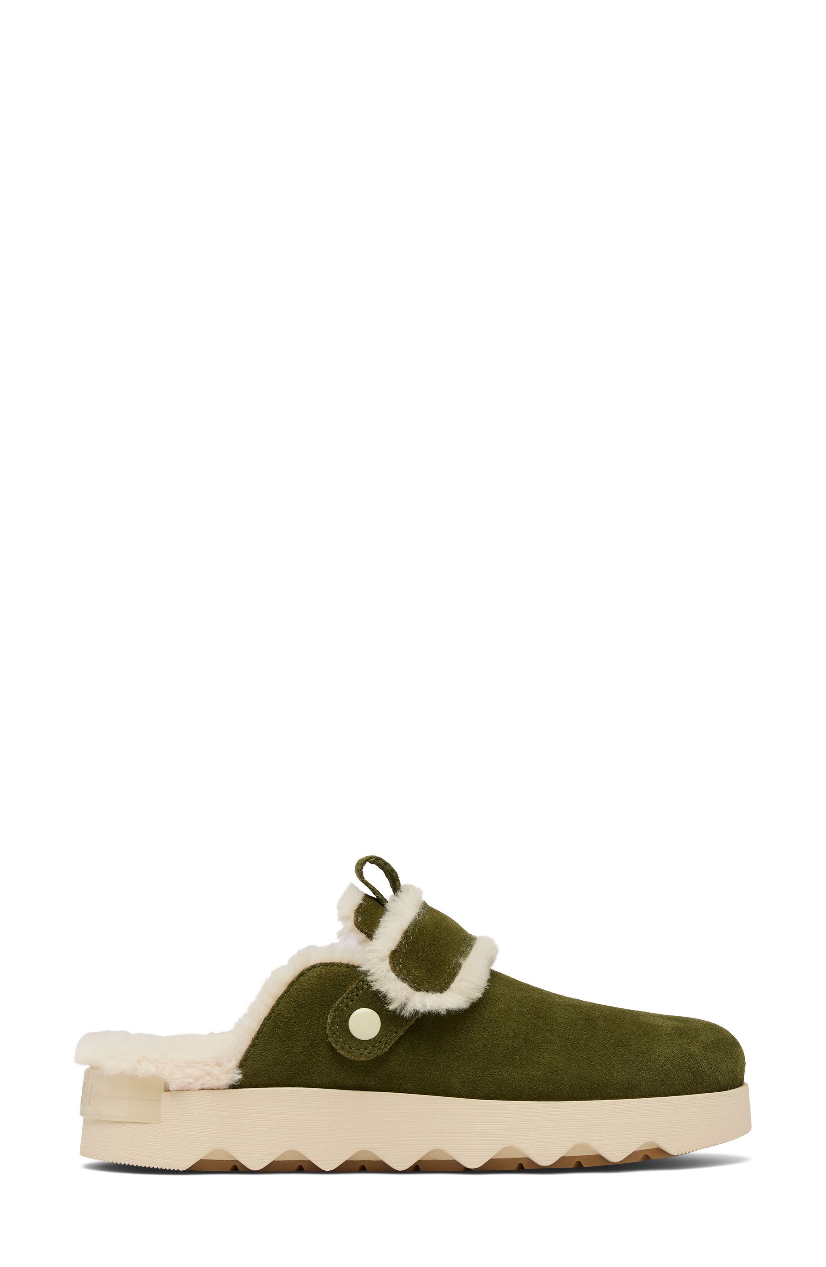 SOREL Viibe Faux Fur Clog, Alternate, color, Utility Green/ Ceramic