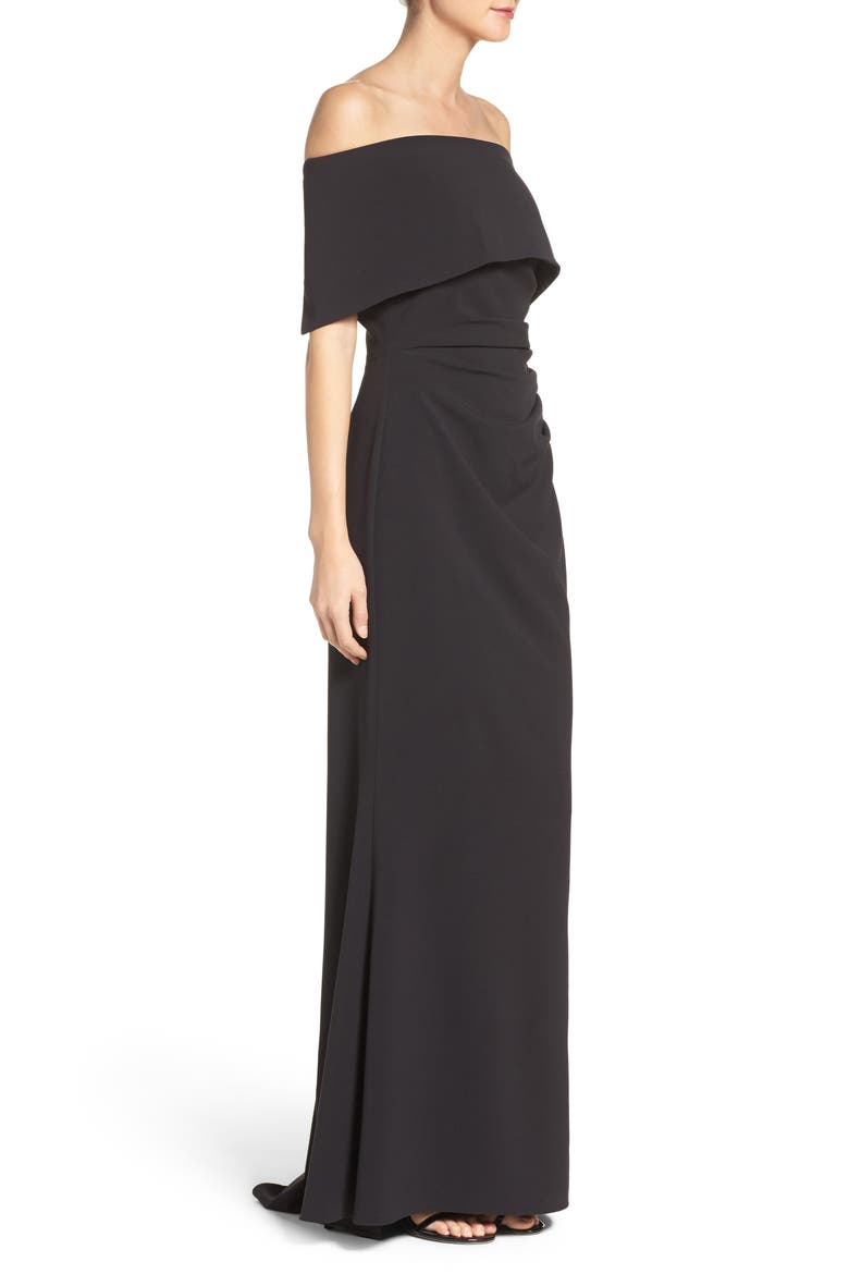Off the Shoulder Popover Gown, Alternate, color, BLACK