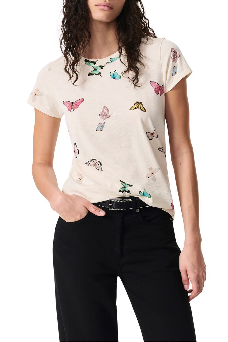 Ozzy Butterfly Print Cotton Blend T-Shirt, Main, color, IVORY MULTI