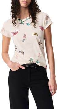rag & bone Ozzy Butterfly Print Cotton Blend T-Shirt