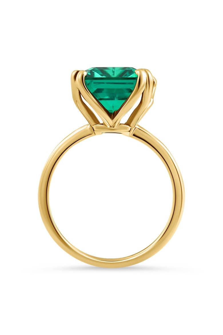 Certified 6 3/4Ct Emerald Solitaire Ring 14k Gold Lab Grown, Alternate, color, 14k Yellow Gold