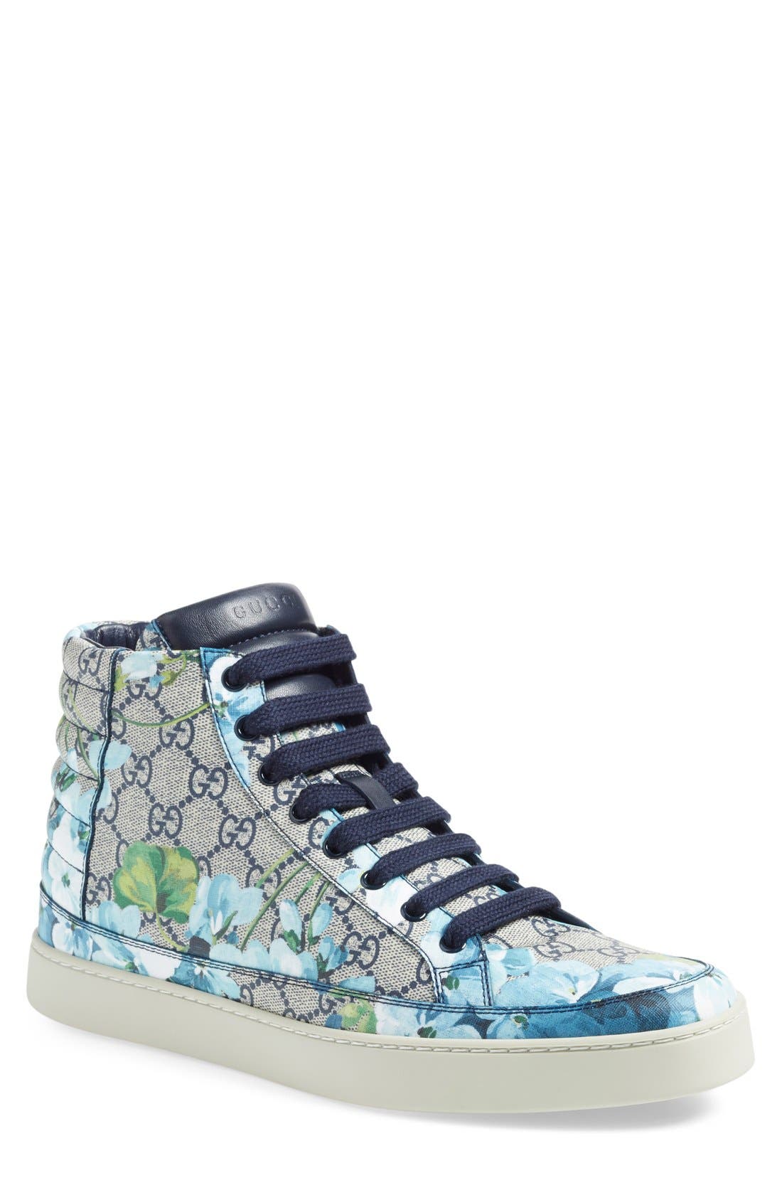 Common High Top Sneaker, Main, color, BEIGE/ GREEN FABRIC/ LEATHER
