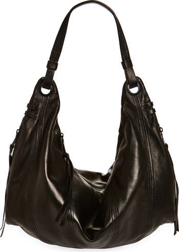 Luna Frame Handle Leather Hobo Bag