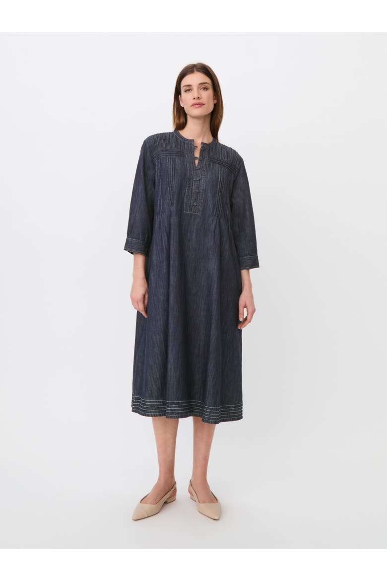 MaNakillaia Mandarin Collar Midi Dress, Main, color, Dark Denim