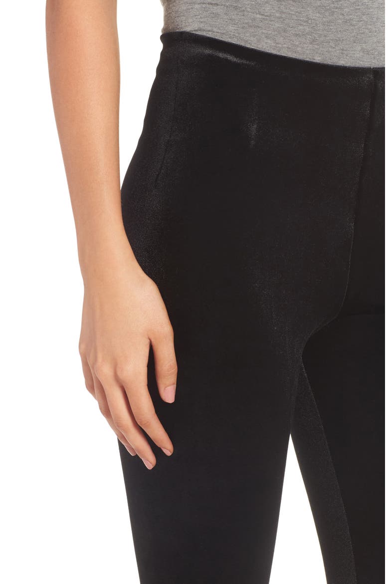 Perfect Control Top Velvet Leggings, Alternate, color, BLACK