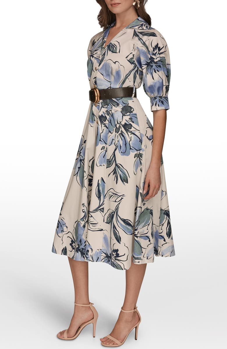 Donna Karan New York Belted Stretch Cotton Shirtdress, Alternate, color, Tempest Mult