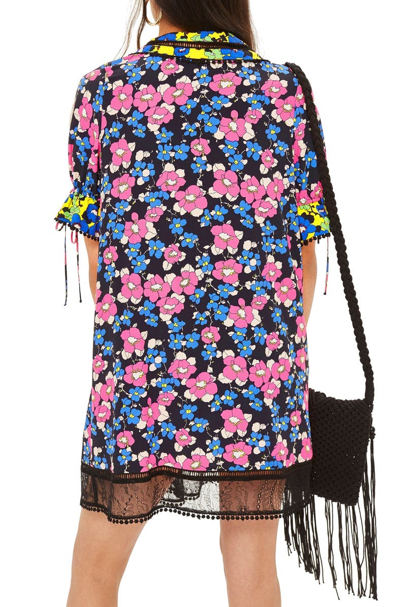 Topshop Floral Print Minidress, Alternate, color, 