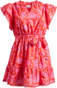 SUGARLIPS Aria Floral Print Ruffle Minidress