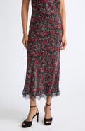 Veronica Beard Clover Lace Trim Silk Blend Midi Skirt