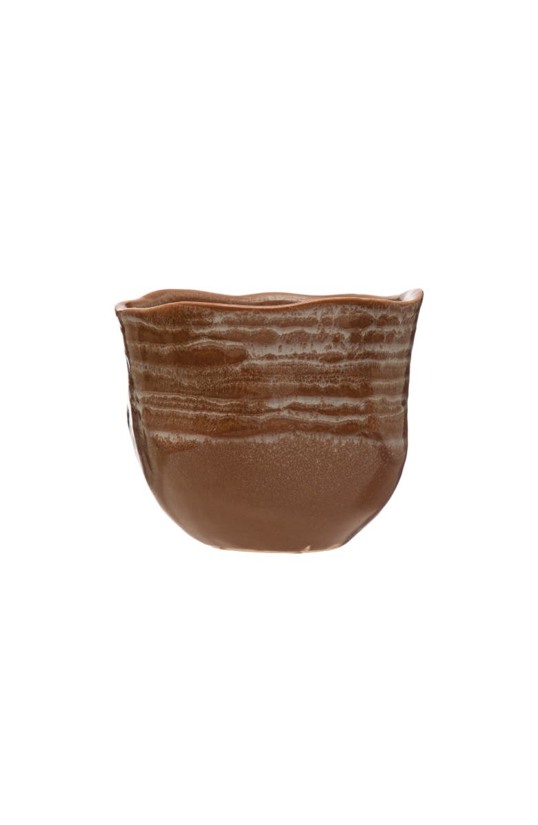 Storied Home Stoneware Planter, Main, color, Brown