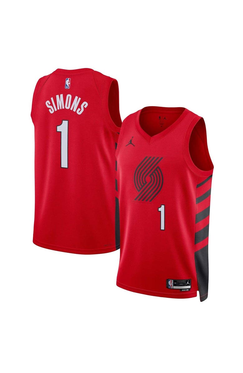 Jordan Brand Unisex Jordan Brand Anfernee Simons Red Portland Trail Blazers Swingman Jersey - Statement Edition, Main, color, 