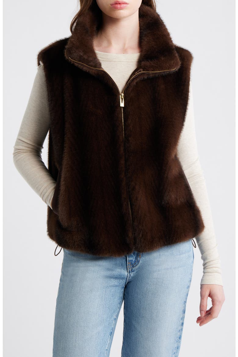 Faux Fur Vest, Alternate, color, CHOCOLATE