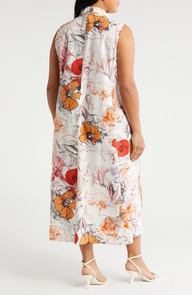 Marina Rinaldi Rabat Floral Sleeveless Midi Shirtdress, Alternate, color, 