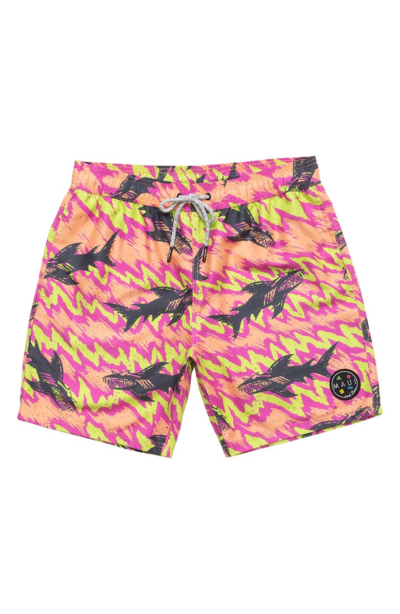 Maui & Sons Frenzy Microfiber Swim Trunks, Alternate, color, Pink