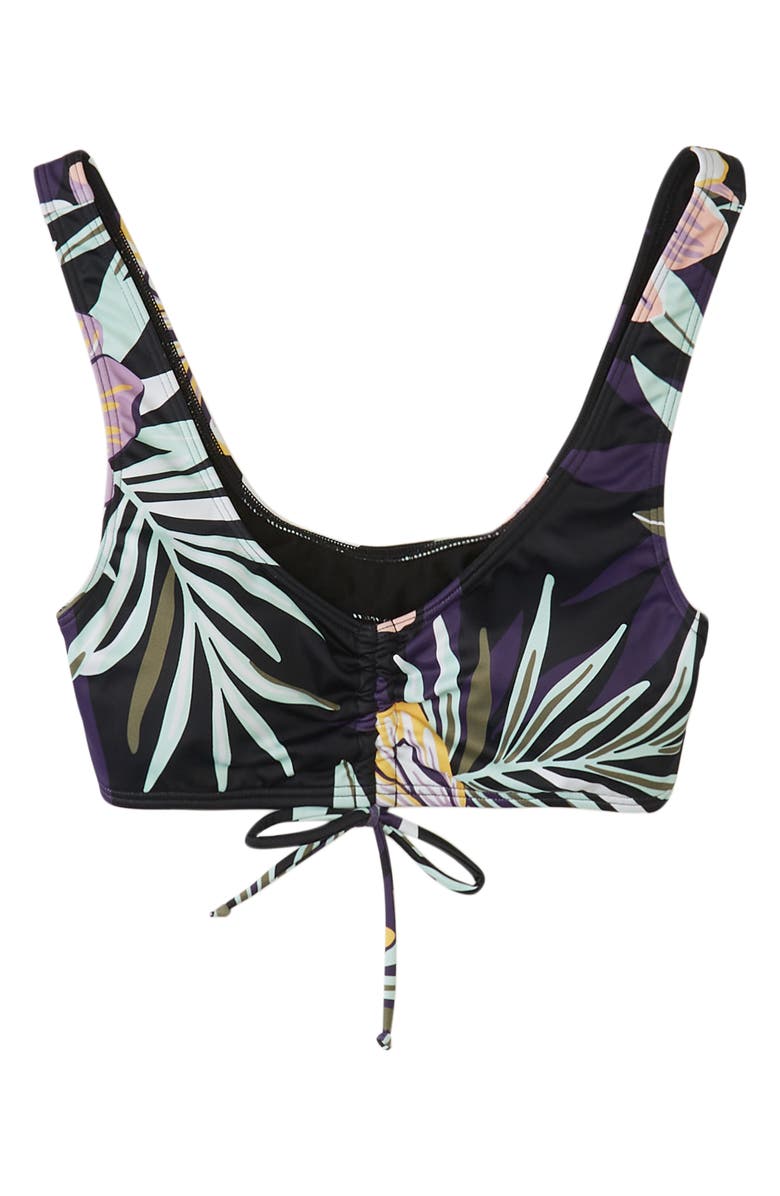 Roxy Active Floral Print Ruched Bikini Top, Main, color, 