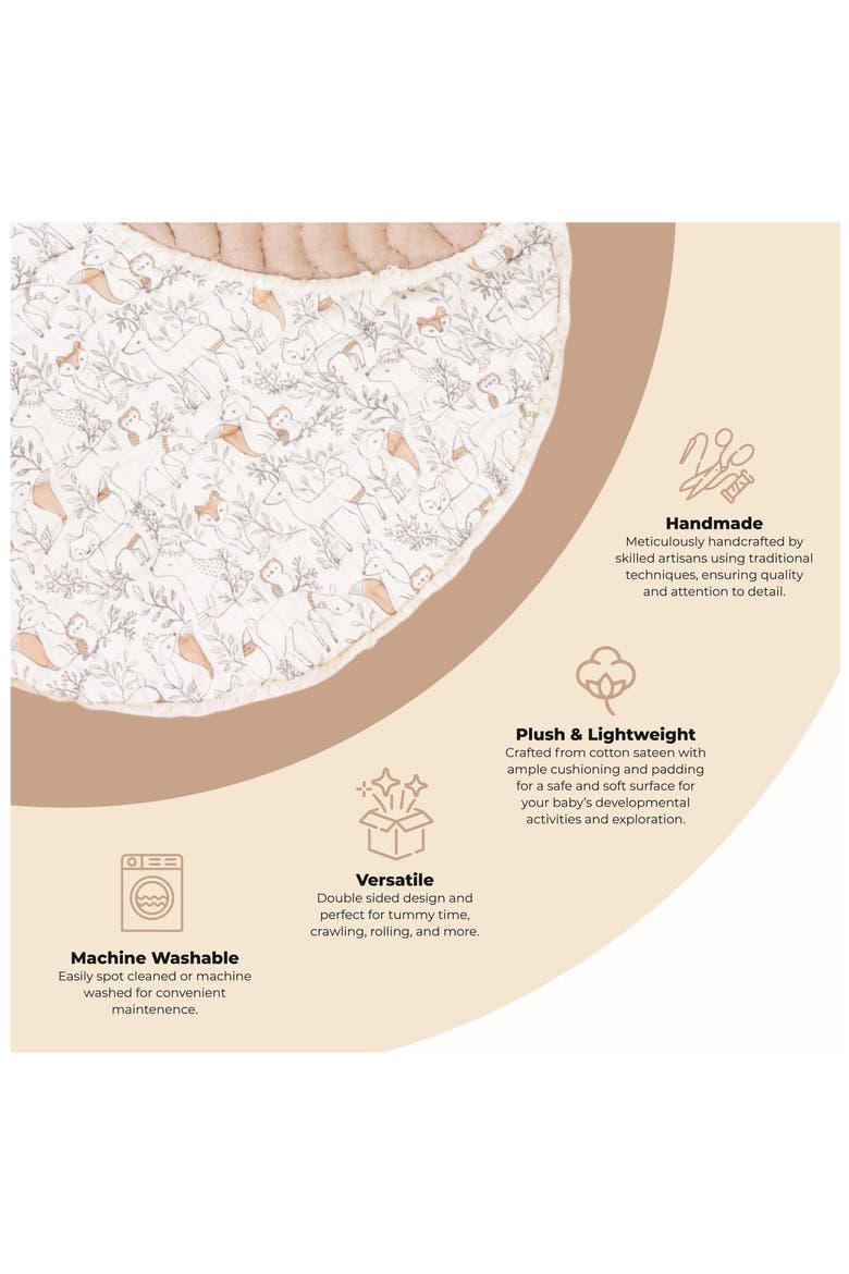 Quilted Cotton Baby Playmat, Alternate, color, BEIGE WOODLAND