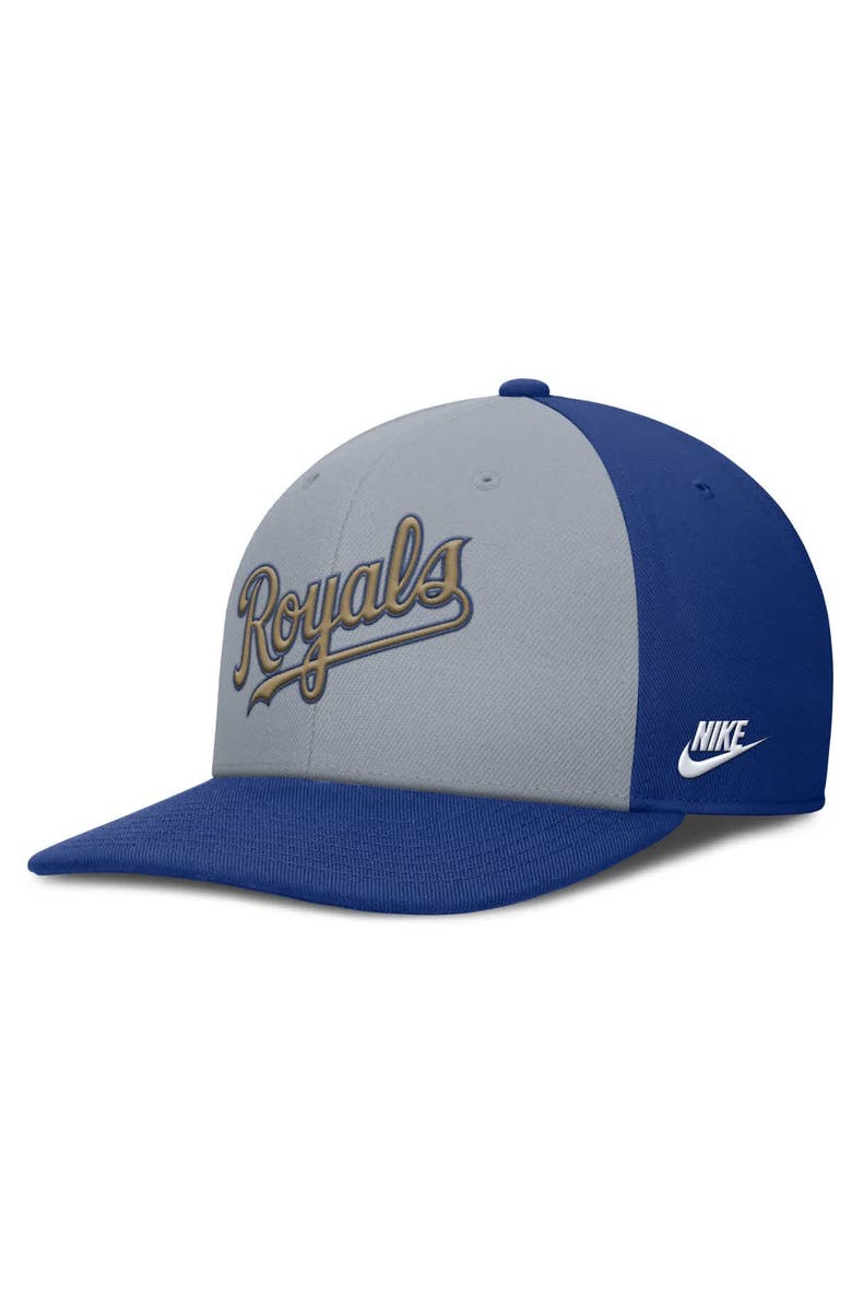 Nike Men's Nike Gray/Royal Kansas City Royals Pro Performance Snapback Hat, Alternate, color, Gray