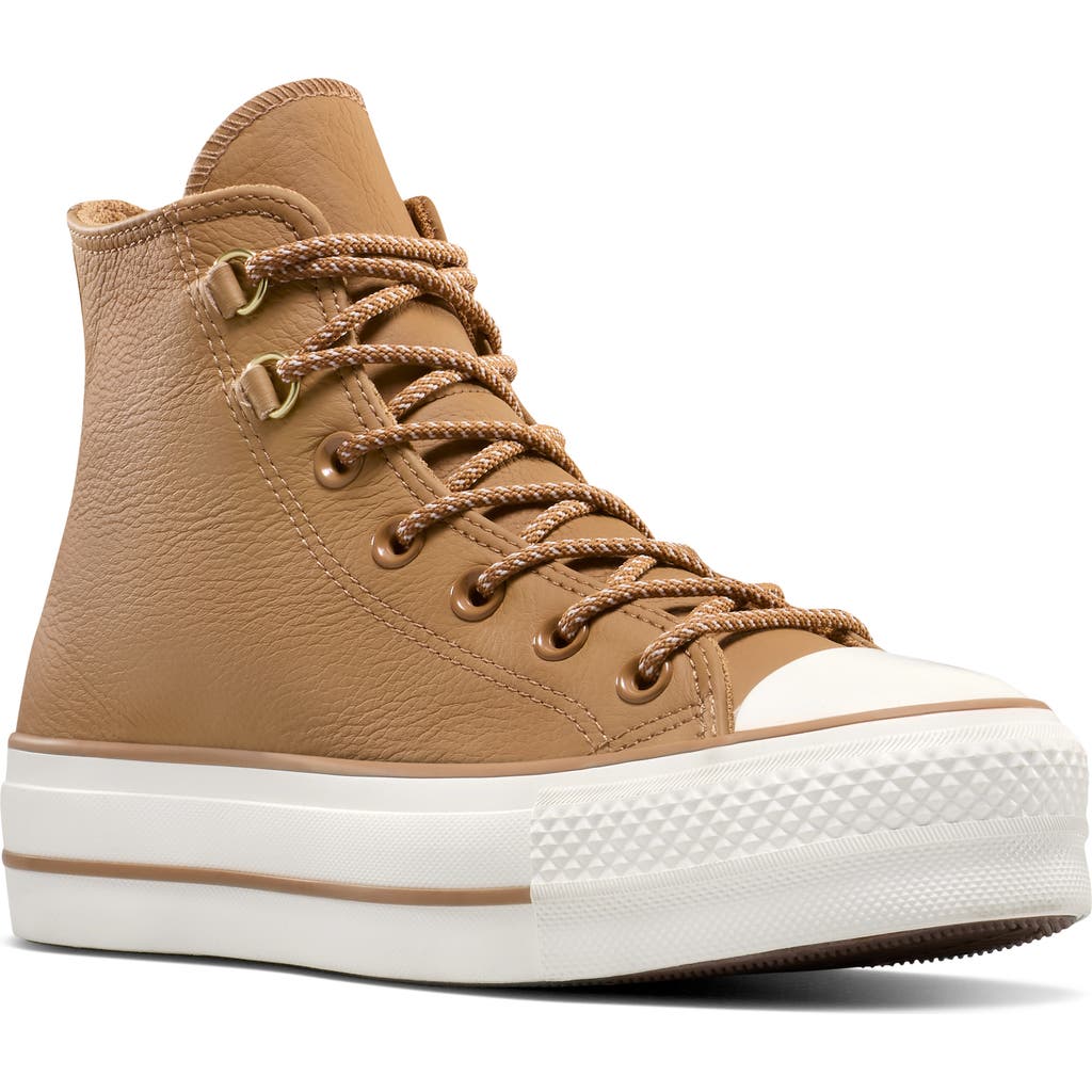 Converse Gender Inclusive Chuck Taylor All Star Lift Leather High Top Platform Sneaker In Brown