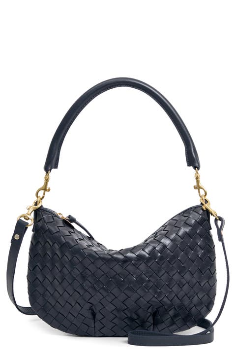 Petit Moyen Woven Leather Messenger Bag