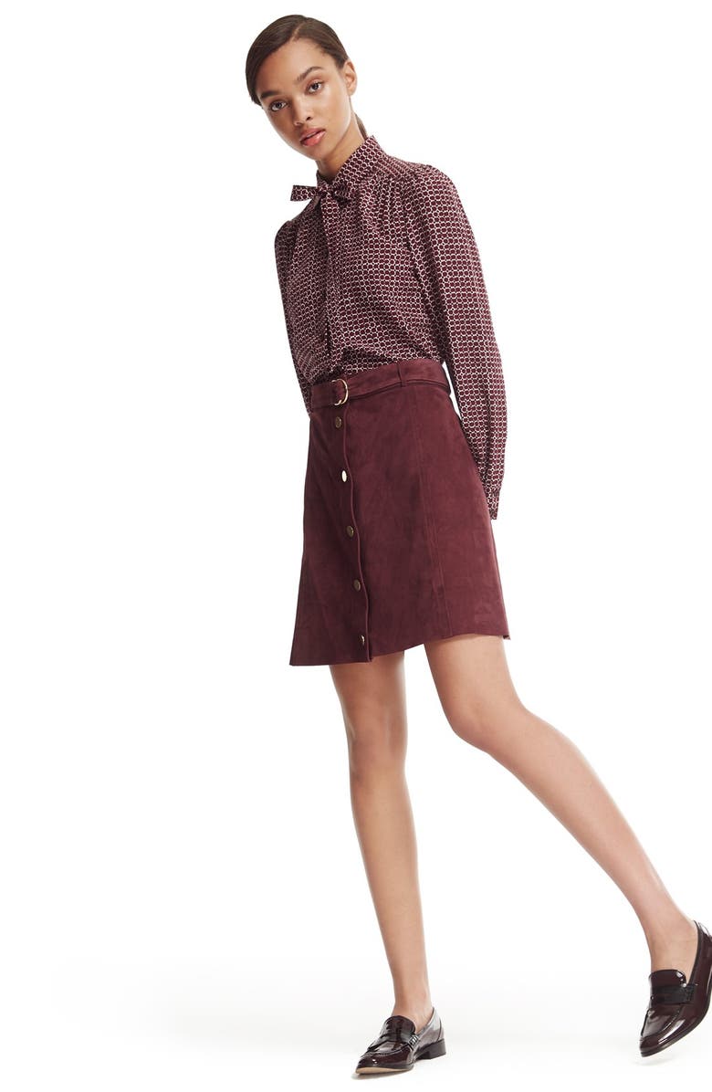 Kate Spade New York 'parker dot' print silk bow blouse, Alternate, color,