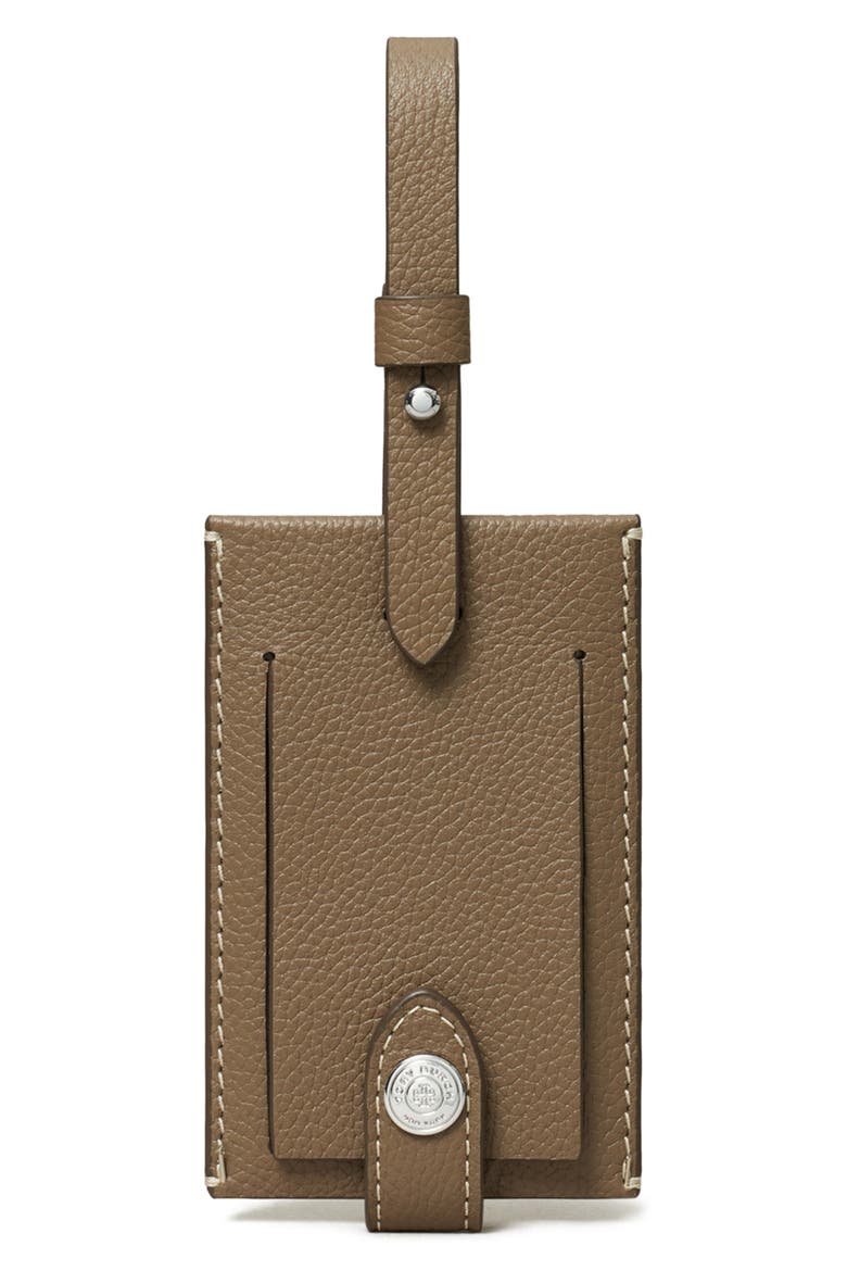 Leather Luggage Tag, Main, color, WILD MUSHROOM