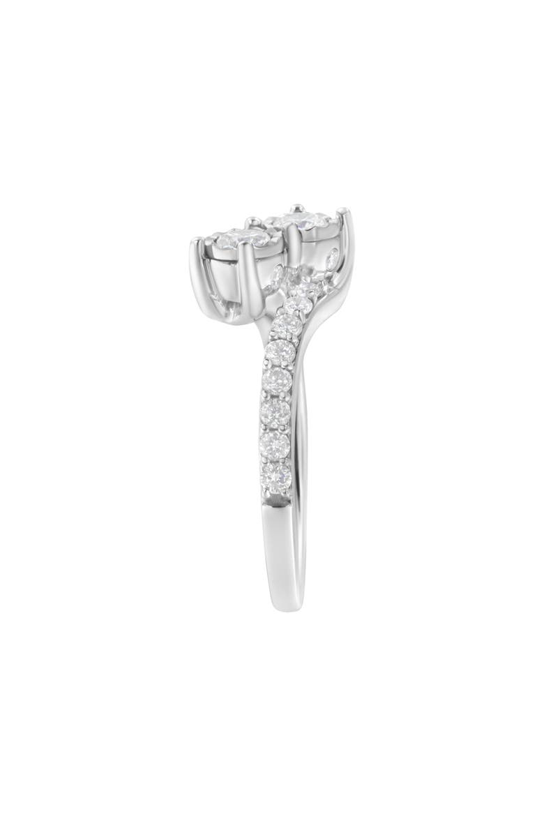 10K White Gold 1.0 Cttw Diamond Two-Stone Miracle-Set Bypass Ring, Alternate, color, White Gold