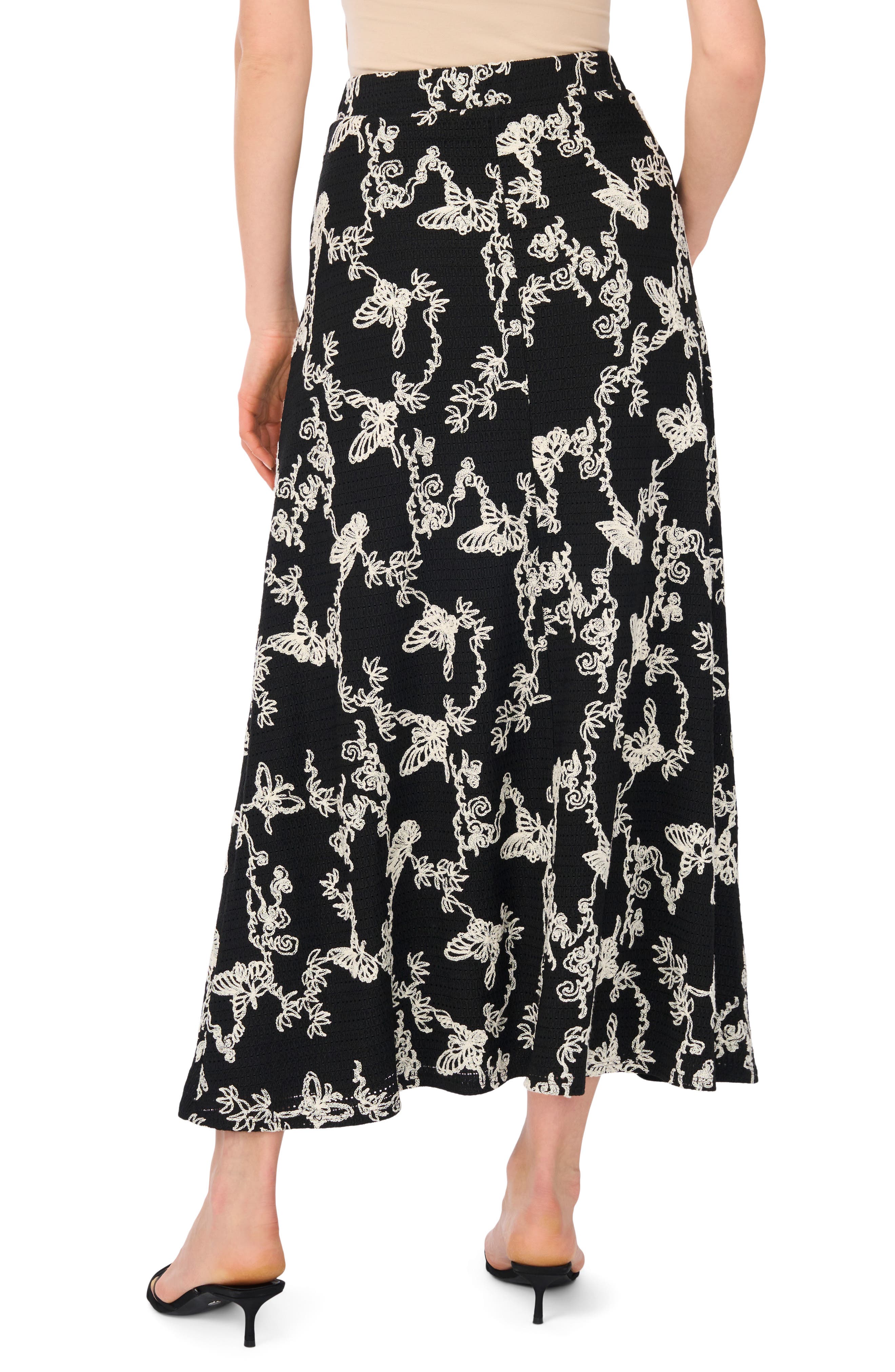 Embroidered Floral A-Line Maxi Skirt - image 2