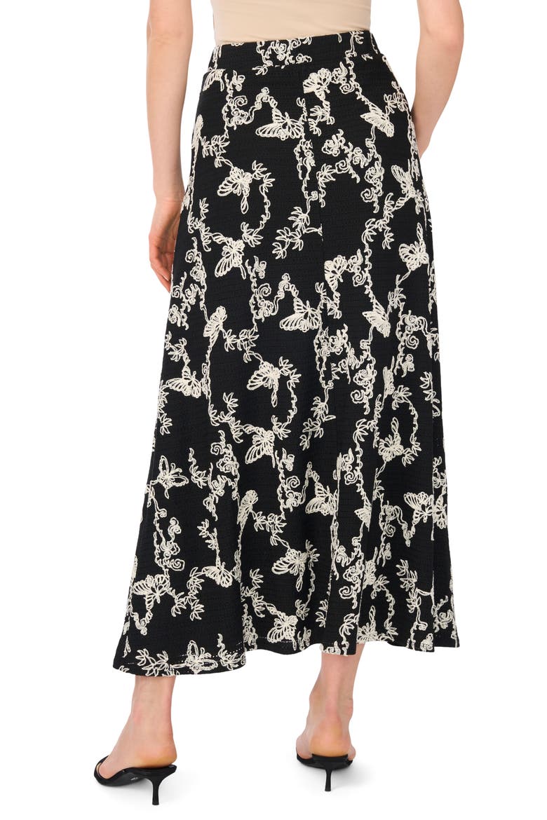 Embroidered Floral A-Line Maxi Skirt, Alternate, color, RICH BLACK
