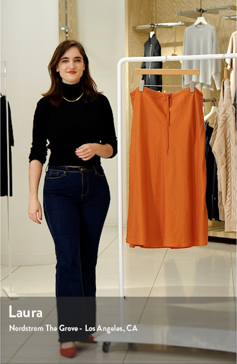 Linen Blend Drawstring Midi Skirt, sales video thumbnail