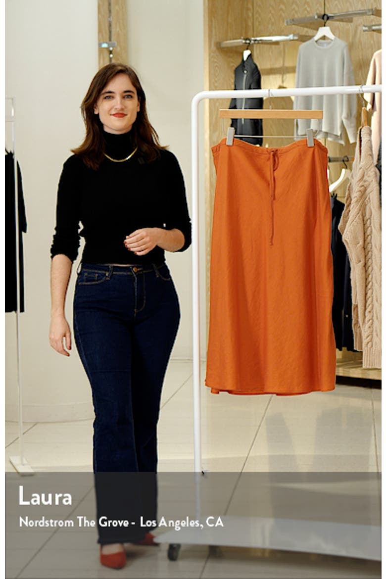 Linen Blend Drawstring Midi Skirt video