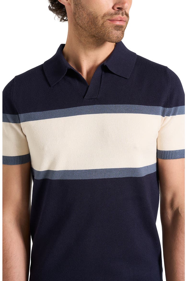 Enzo Colour Block Polo Top, Alternate, color, Navy