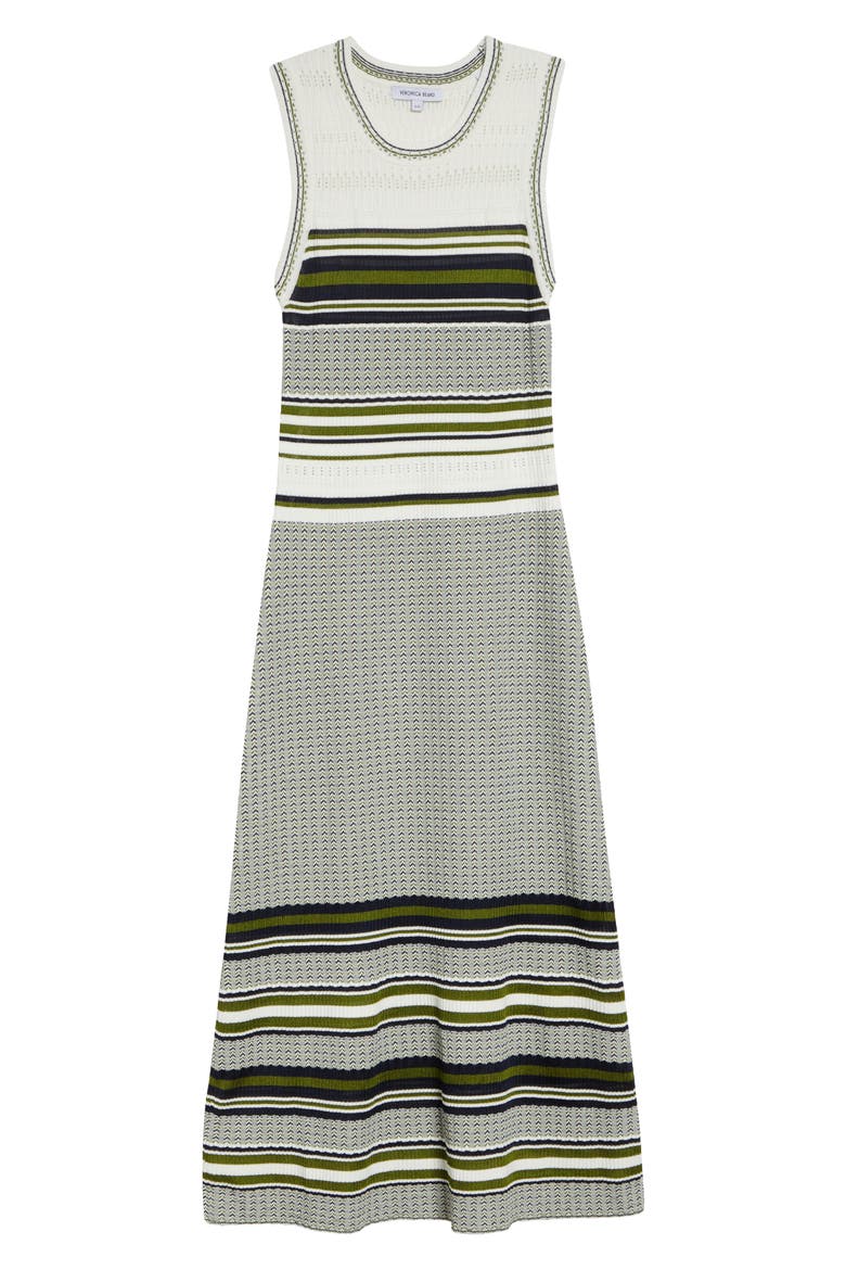 Dawna Mixed Stripe Merino Wool Sweater Dress, Alternate, color, NAVY/ CACTUS/ OFF WHITE