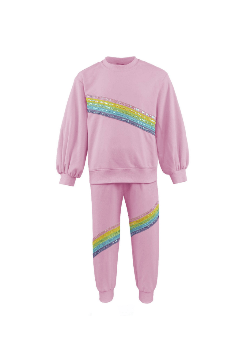 Rainbow Stripe Set, Main, color, Pink
