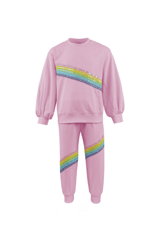 Lola + The Boys Rainbow Stripe Set In Pink